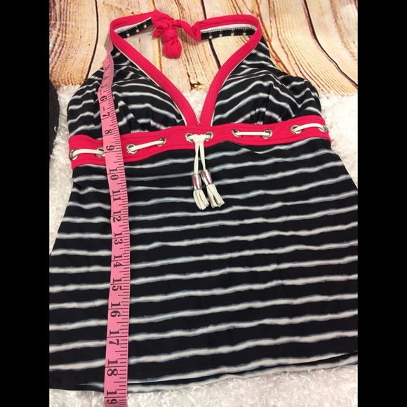 ECO SWIM Tassel Tankini Striped Halter - Picture 5 of 7